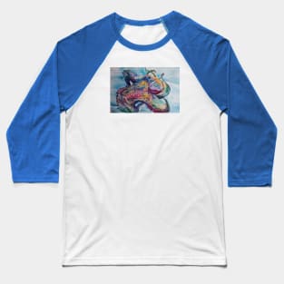 Octopus Colorful Undersea Watercolor Baseball T-Shirt